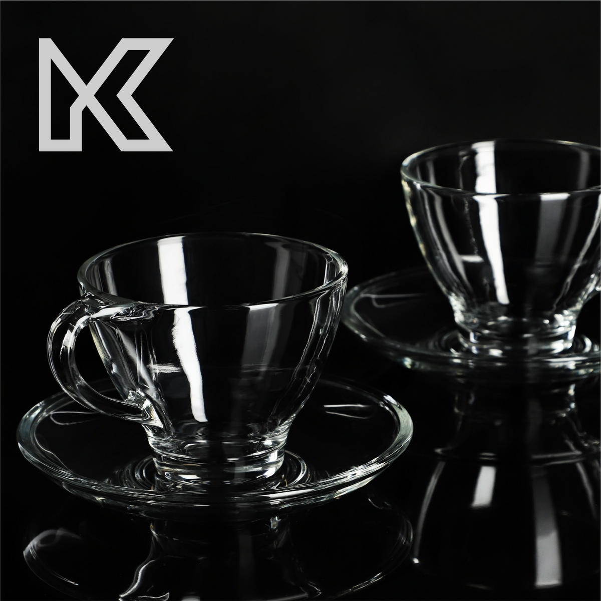 KADAX Tassen mit Untertassen für Kaffee und Tee 200ml 2 Stk. - Transparent, Glas (0.2L) - KADAX