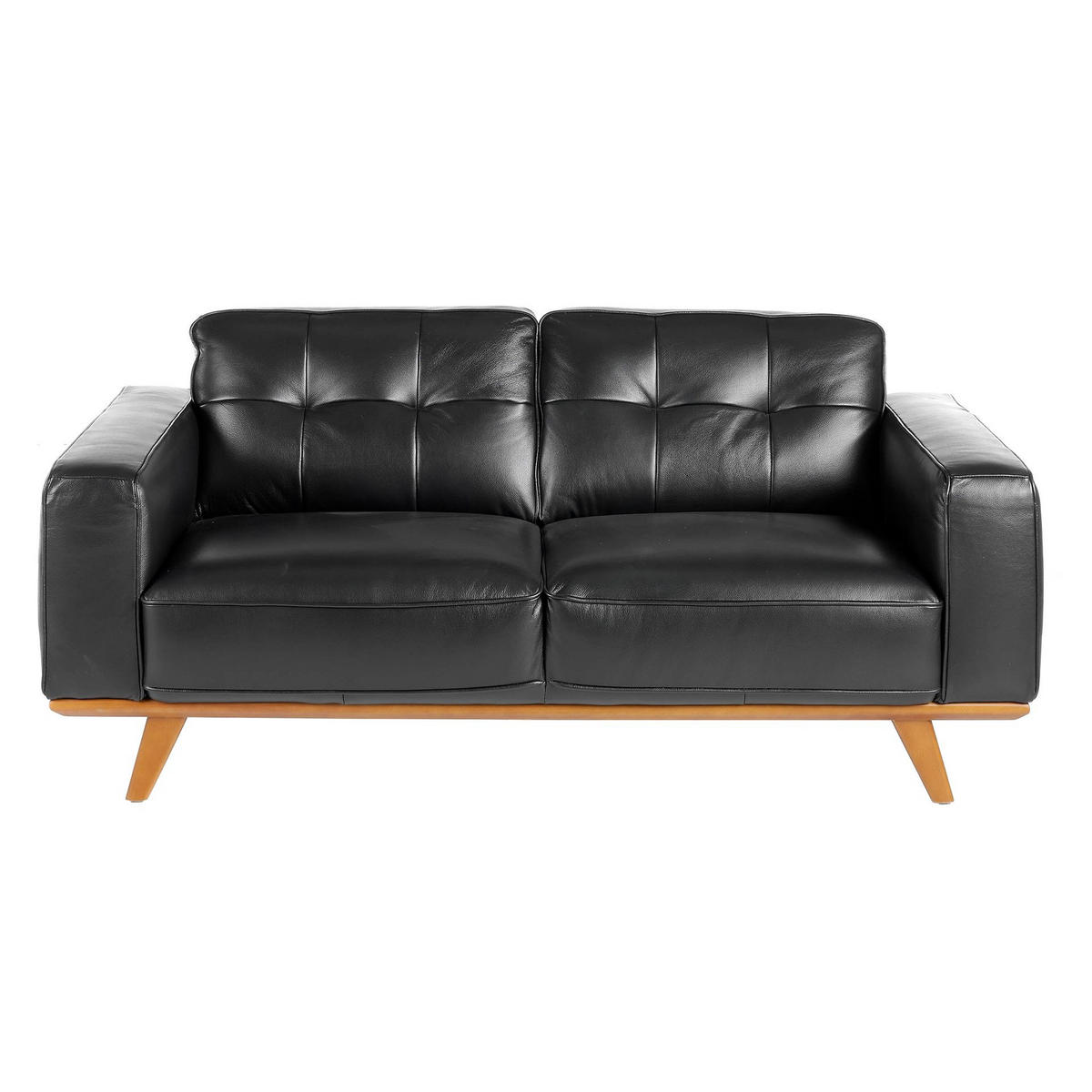 CHESTERFIELD-SOFA Chester 2-Sitzer Sofa aus schwarzem Leder 181/95/78 cm - Schwarz, Leder (181/78/95cm) - ANGEL CERDA