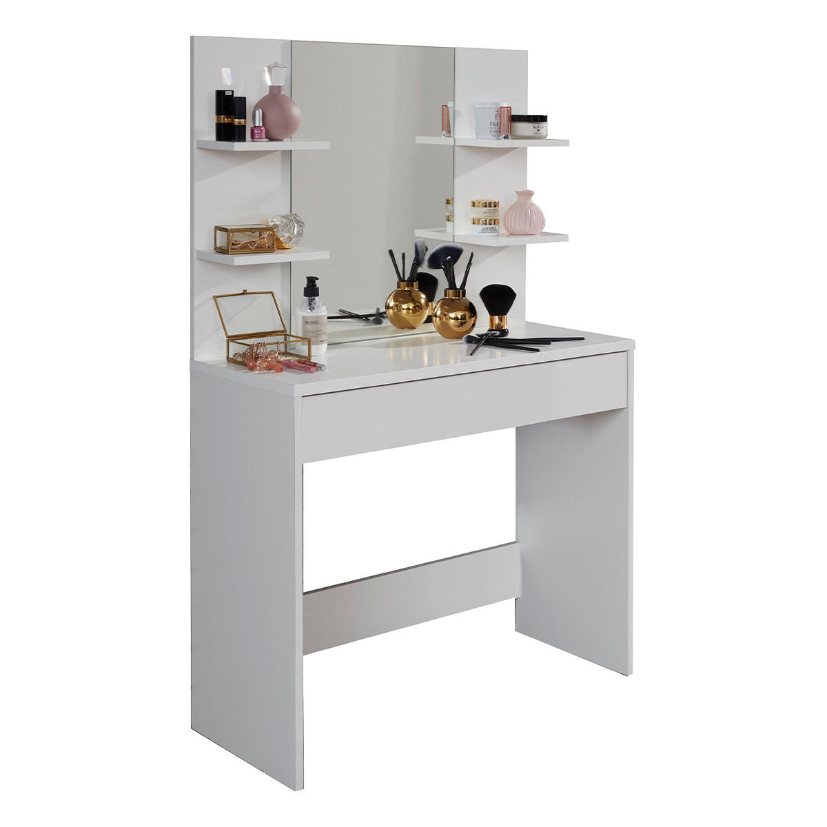 SCHMINKTISCH Basix Weiß - Weiß, Holzwerkstoff (85/140/40cm) - Trendteam