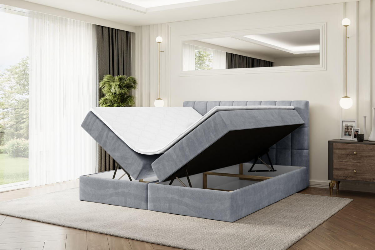 BOXBETT mit Matratze H3 und Lattenrost - MIAMI - 140x200 cm Grau - Grau, Holzwerkstoff (140/200cm) - ALTDECOR