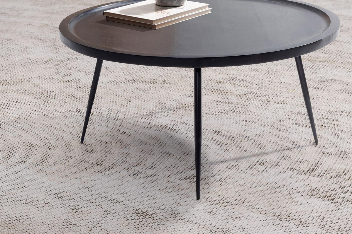 COUCHTISCH in Schwarz aus Metall und massivem Mangoholz mit natürlicher Maserung, 75x75x38 cm - Schwarz, Holz/Metall (75/75/38cm) - KADIMA DESIGN