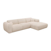 GROSSES Ecksofa - Ecke rechts - grob gerippter Cord - Beige - POGNI - Beige, Textil (280/165cm) - Vente-Unique