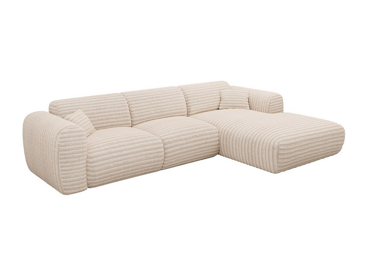 GROSSES Ecksofa - Ecke rechts - grob gerippter Cord - Beige - POGNI - Beige, Textil (280/165cm) - Vente-Unique
