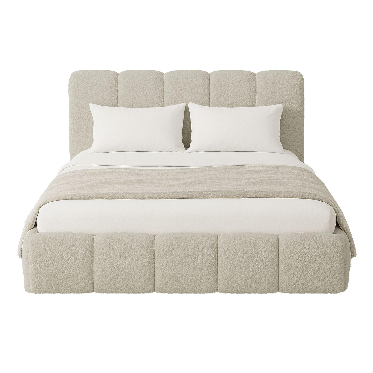 POLSTERBETT Catania 180/200 cm Beige Bouclé inkl Matratze - Beige, Textil (180/200cm) - Juskys