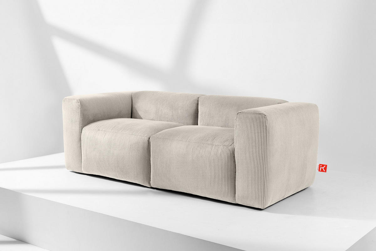 2-SITZER-MODULSOFA BUFFO mit extrem weicher und bequemer Sitzfläche, Kordstoff, cremefarben - Creme, Textil (210/73/96cm) - KONSIMO®