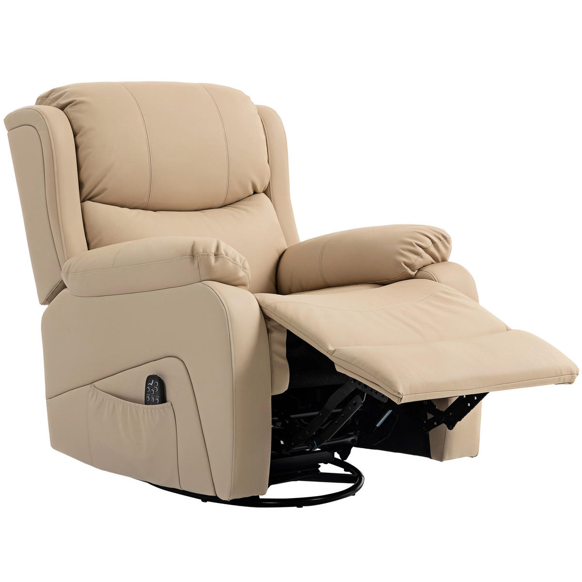MASSAGESESSEL,8 Massagepunkte Heizung Fußstütze,beige - Beige, Textil (85/100/97cm) - Vallsero