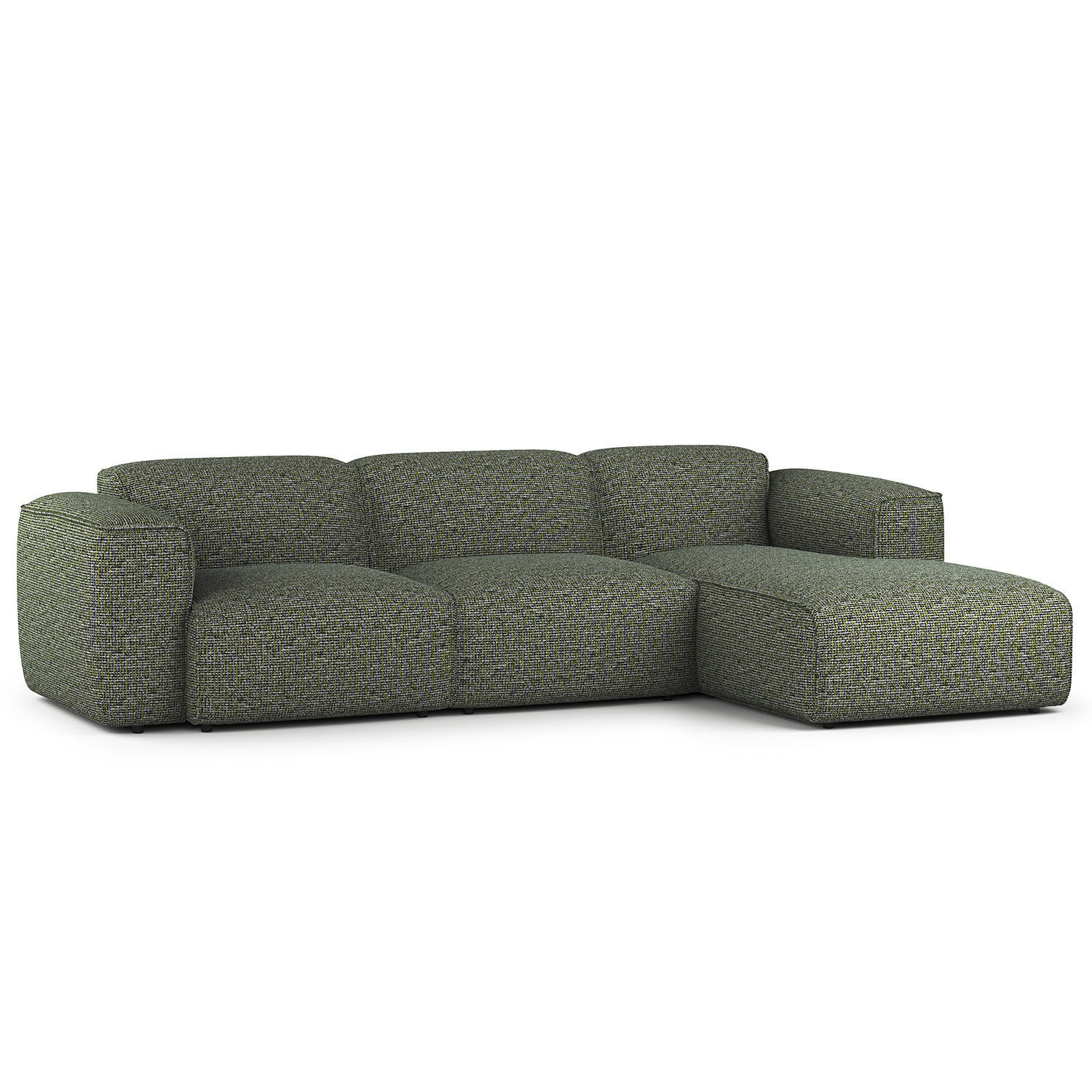 3-SITZER ECKSOFA mit Longchair - Schwarz/Grün, Kunststoff/Textil (284/173cm) - home24