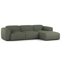 3-SITZER ECKSOFA mit Longchair - Schwarz/Grün, Kunststoff/Textil (284/173cm) - home24