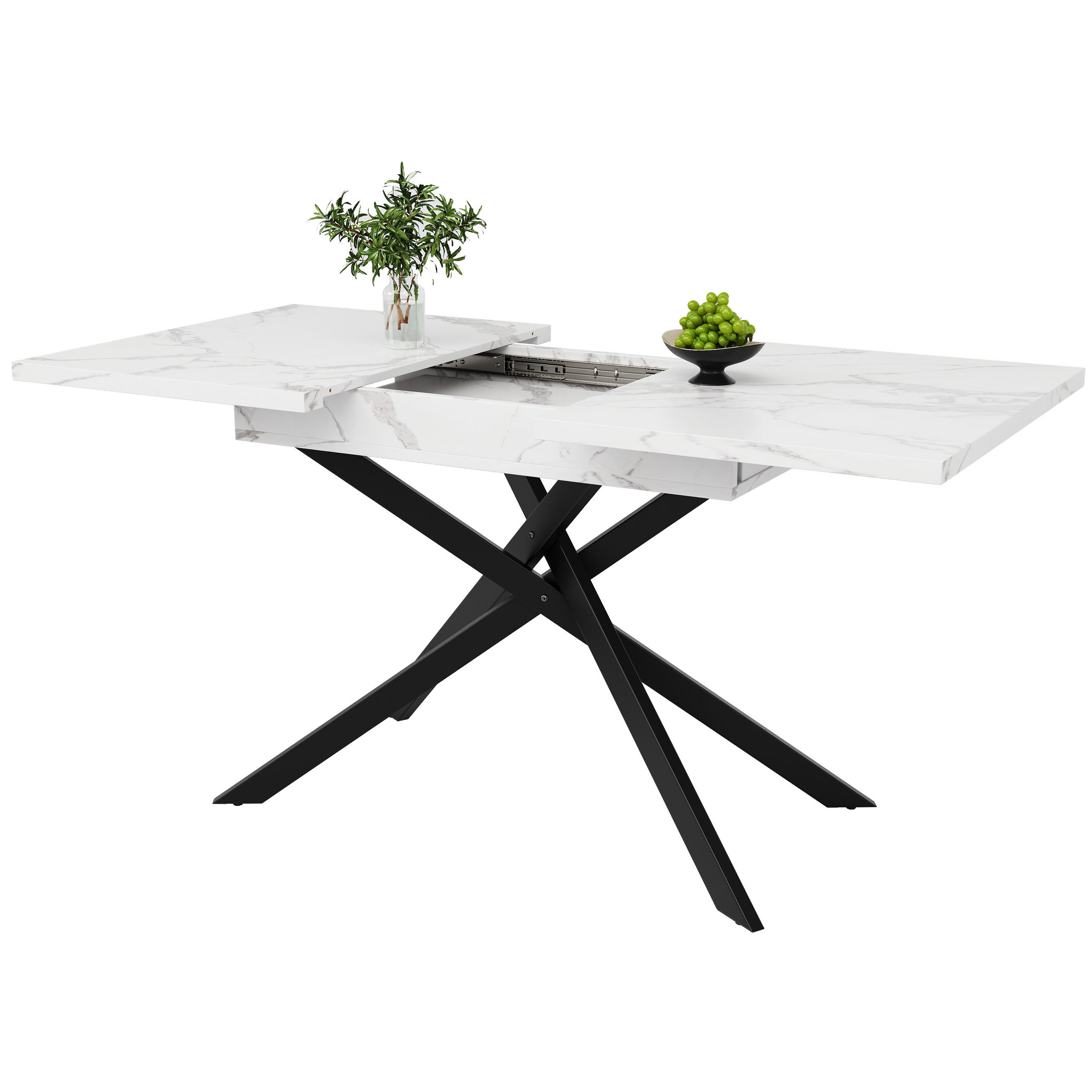 ESSTISCH Ausziehbar Weiß 160/80/76.50 cm - Weiß, Holzwerkstoff/Metall (160/80/76.5cm) - Urban Meuble
