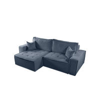 ECKSOFA Schlafsofa Flosi In Raven - Blau, Holzwerkstoff/Textil (248/140cm) - Fun Möbel