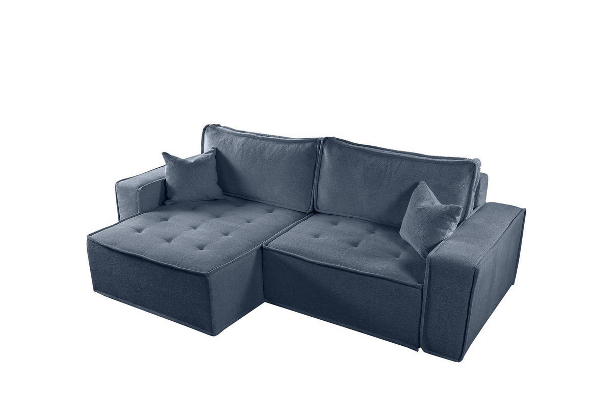 ECKSOFA Schlafsofa Flosi In Raven - Blau, Holzwerkstoff/Textil (248/140cm) - Fun Möbel