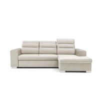 ECKSOFA CLOUD S Rechts mit Schlaffunktion 120x200 Velours Creme - Chromfarben/Creme, Holz/Kunststoff (260/155cm) - Muffo