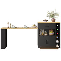 KÜCHENINSEL LED Ausziehtisch 2 Schubladen 4 Türen - Schwarz, Metall (141/95.5/70cm) - FLIEKS
