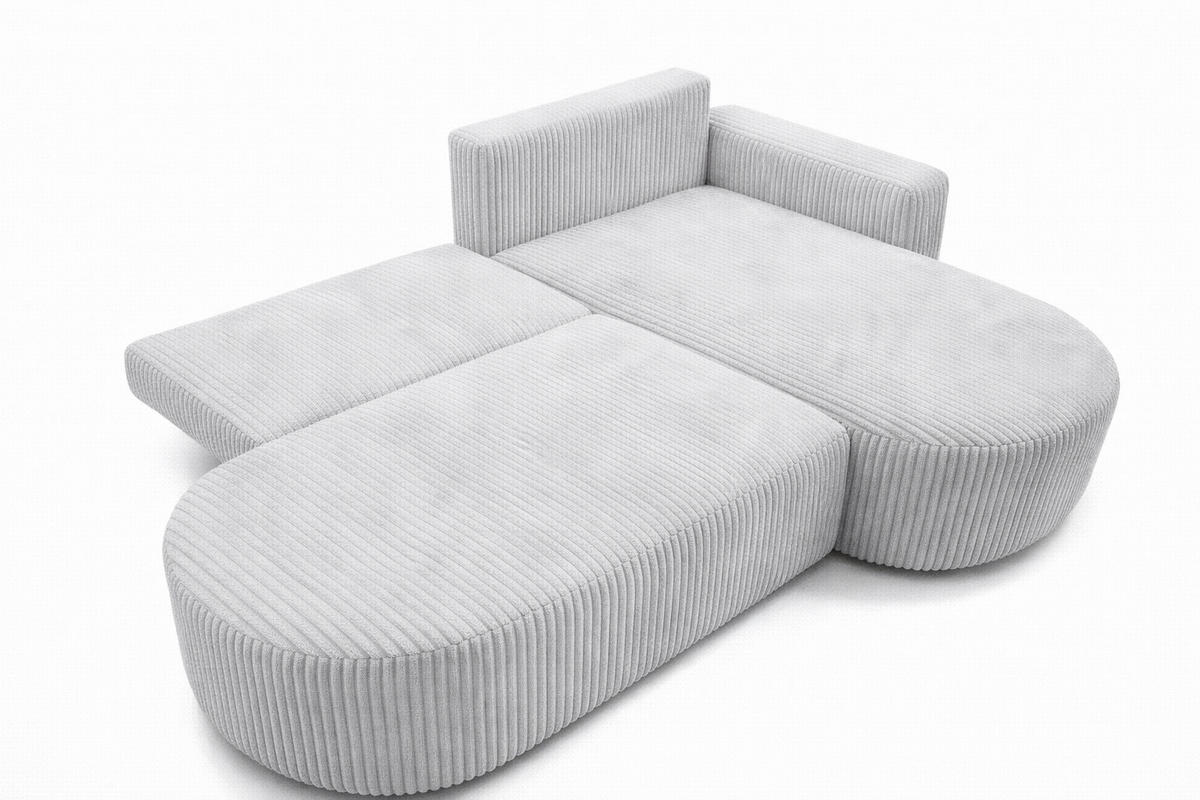 ECKSOFA Mit Schlaffunktion Und Bettkasten, Cordstoff Tilia, Grau, Rechts, ROUND ONE OPEN XL - Grau, Holz (262/175cm) - Kaiser Möbel