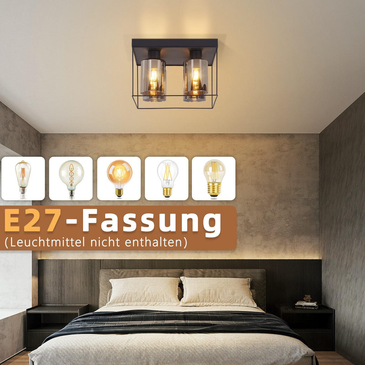 DECKENLEUCHTE Mantooth 30/30/20 cm - Schwarz, Metall (30/30/20cm) - Nettlife