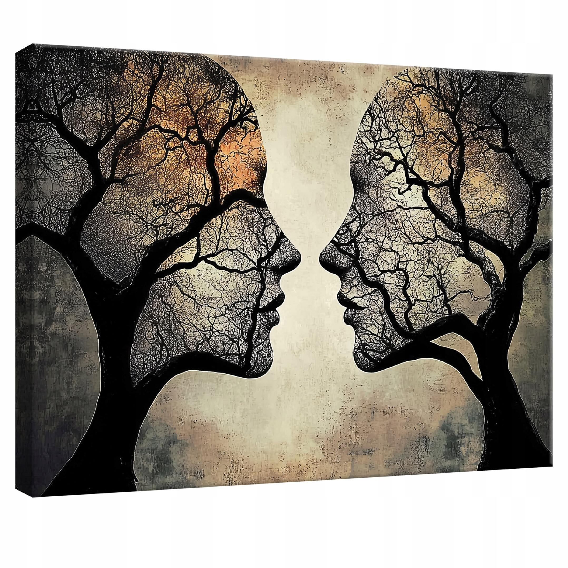 LEINWANDBILD Abstrakt Frau Baum Beige Modern 100x70 - Multicolor, Holzwerkstoff (100/70cm) - Wallarena