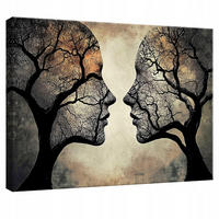LEINWANDBILD Abstrakt Frau Baum Beige Modern 100x70 - Multicolor, Holzwerkstoff (100/70cm) - Wallarena