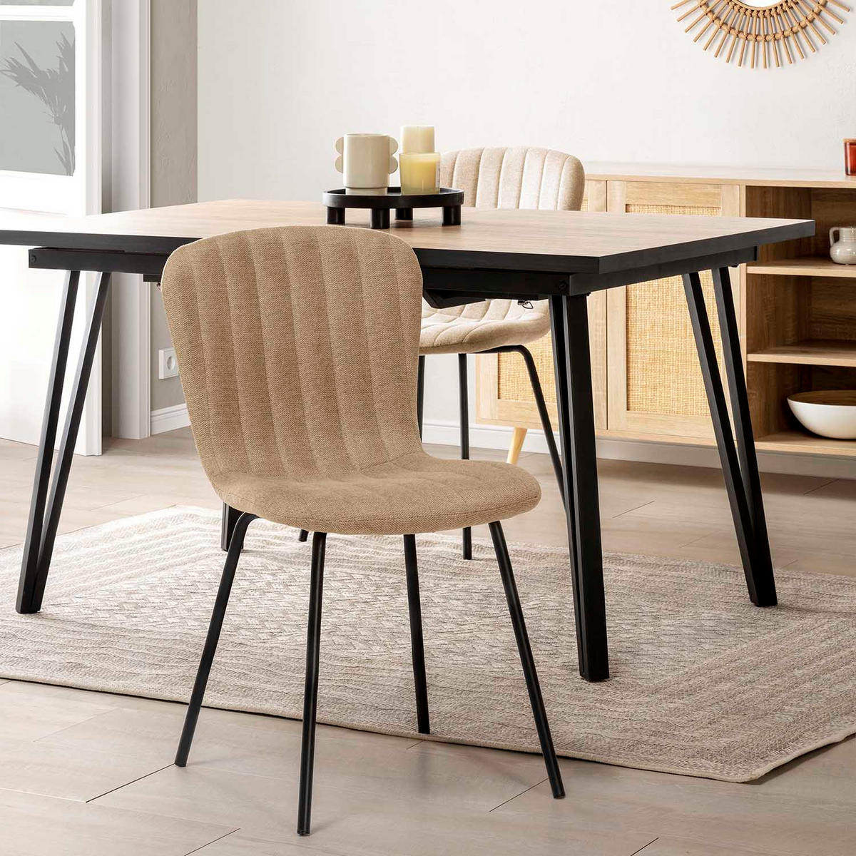 STUHL 4er-Set Lucky beige Stoff - Beige, Textil/Metall (46/85/57cm) - VS Venta-stock