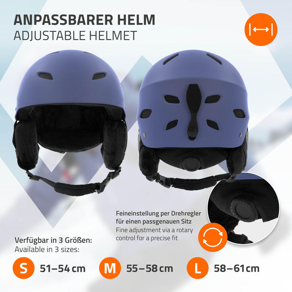 LYŽAŘSKÁ PŘILBA pro muže a ženy, robustní snowboardová přilba, modrá, velikost M, 55–58 cm - modrá, plast (29/23cm) - ECD-Germany