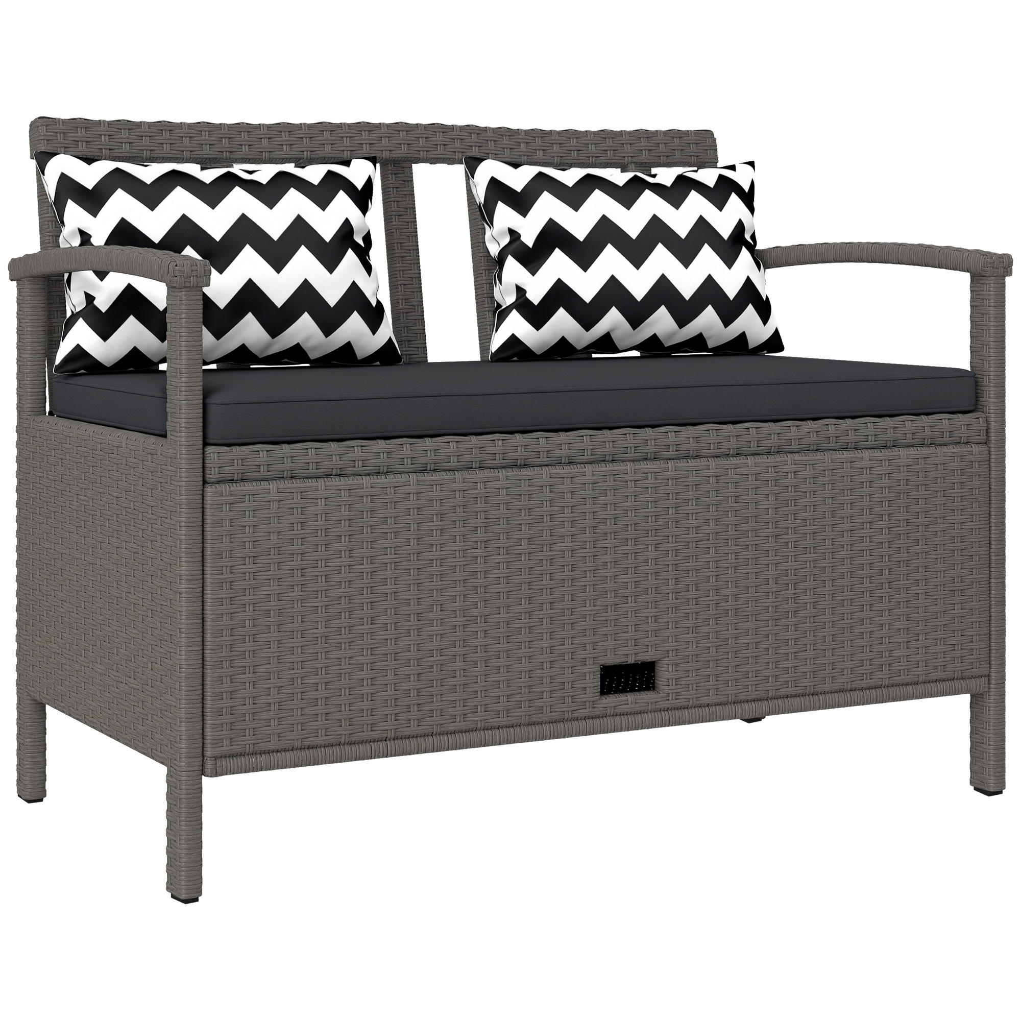 GARTENBANK 2-Sitzer DE-13599 2-Sitzer mit Stauraum 160L, PE-Rattan Grau - Grau, Metall (112/82/62cm) - ComfortXL