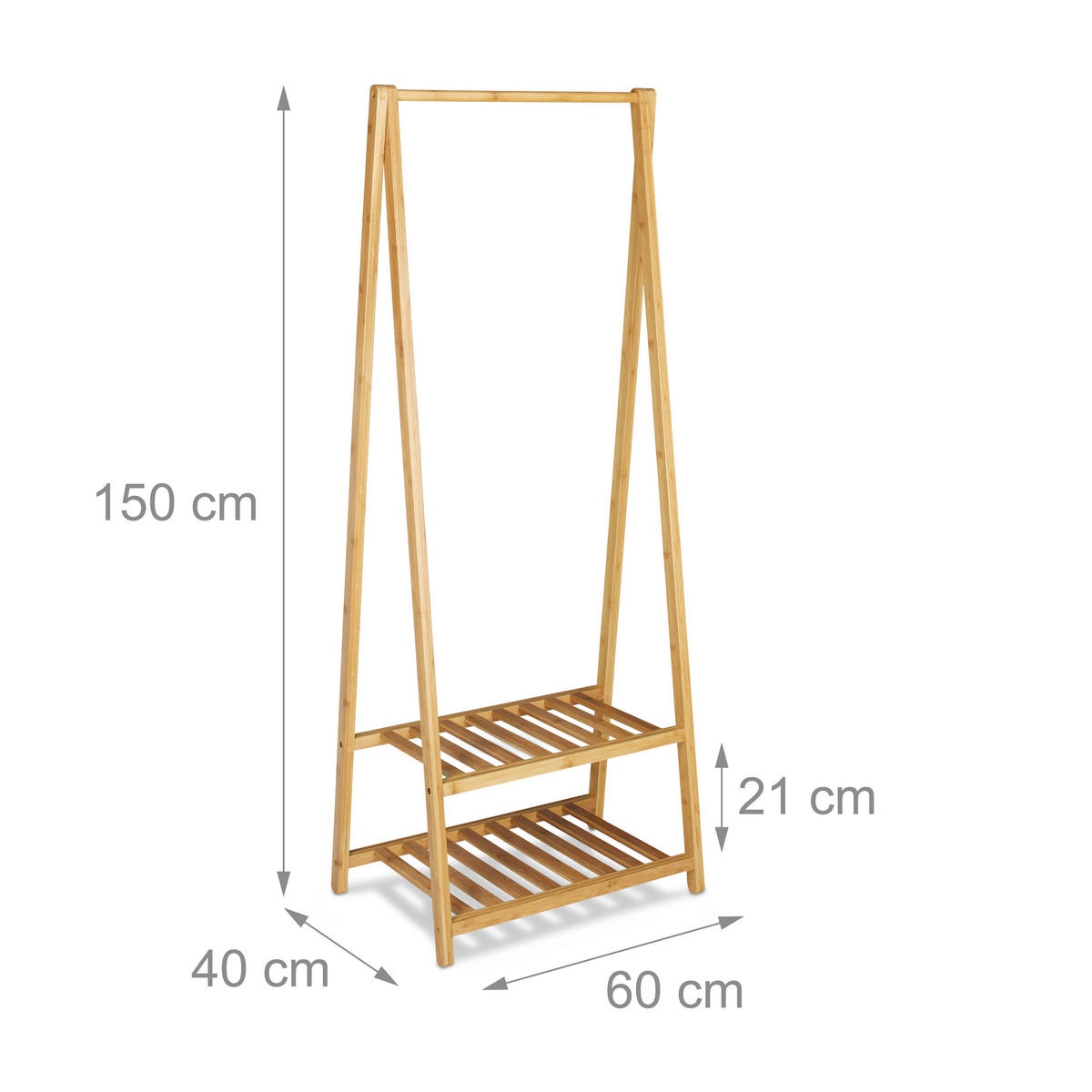 KLEIDERSTÄNDER - Hellbraun, Holz (60/150/40cm) - Relaxdays