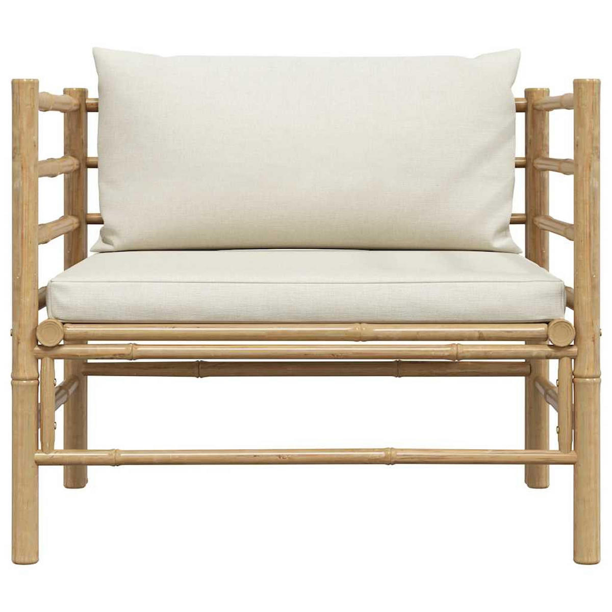 GARTENSOFA Mit Kissen CremeWeiß Bambus - Creme/Naturfarben, Naturmaterialien/Textil (74/60/70cm) - vidaXL