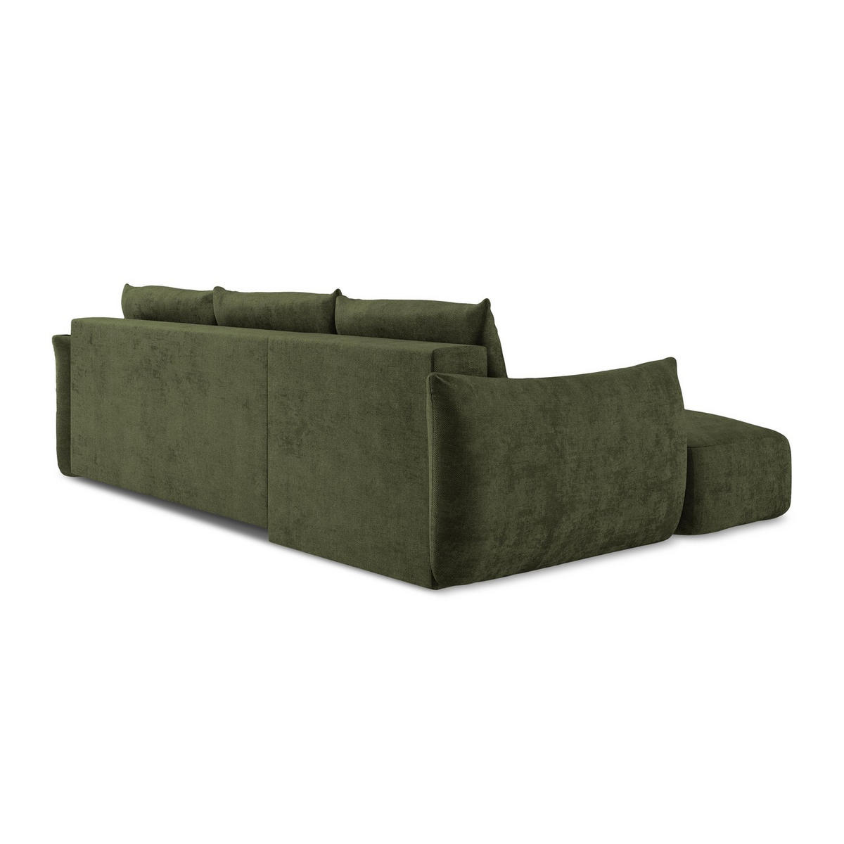 ECKSOFA mit Schlaffunktion links Chenille Stoff Grün - Schwarz/Olivgrün, Holzwerkstoff/Kunststoff (242/162cm) - LaMiaSofa