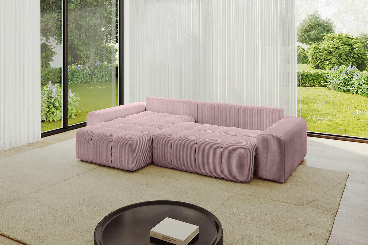 ECKSOFA Ottomane links/rechts ENIL-L 290x175x84 Rosa Cord - Rosa, Holzwerkstoff/Kunststoff (290/175cm) - ALTDECOR