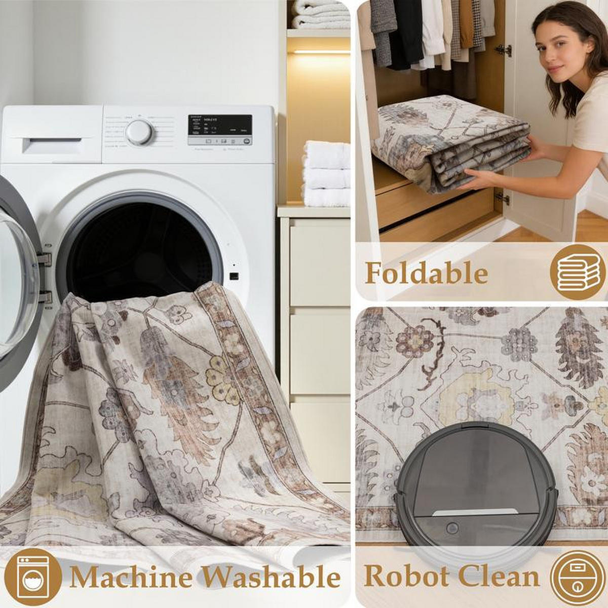 TEPPICH waschbar Flanel Multicolor 80x150 cm - Multicolor, Textil (80/150cm) - Vercai Rugs