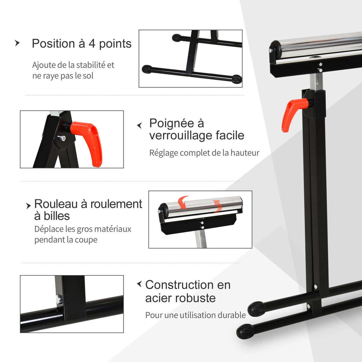 ROLLENSTÄNDER DE-18158 höhenverstellbar 68-110 cm, klappbar Schwarz - Schwarz, Metall (44/50/110cm) - ComfortXL