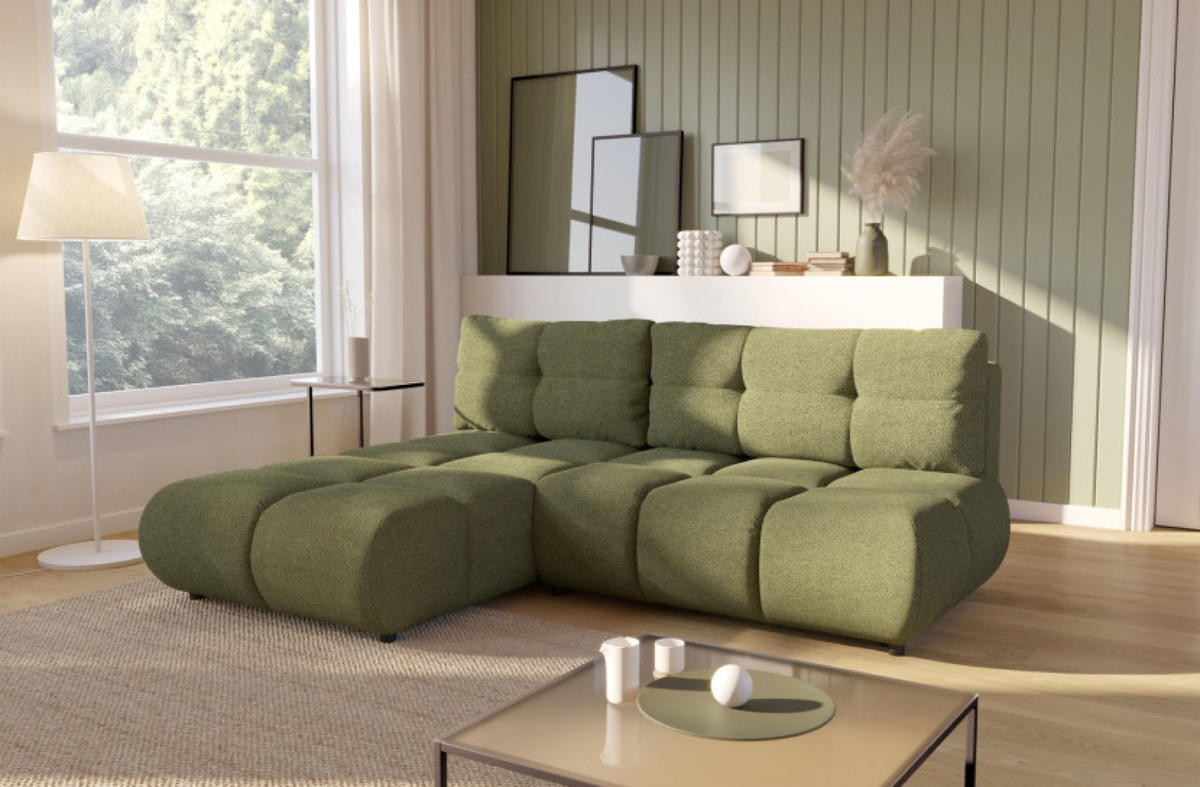 ECKSOFA Grün MILA Ausziehbar Links Ohne Armlehnen - Grün, Textil (230/177cm) - Sepro Meble