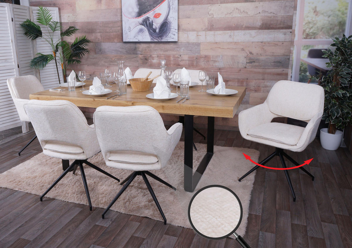 ESSZIMMERSTUHL Cremeweiß 6er-Set - Weiß, Textil (57/86/61cm) - MCW