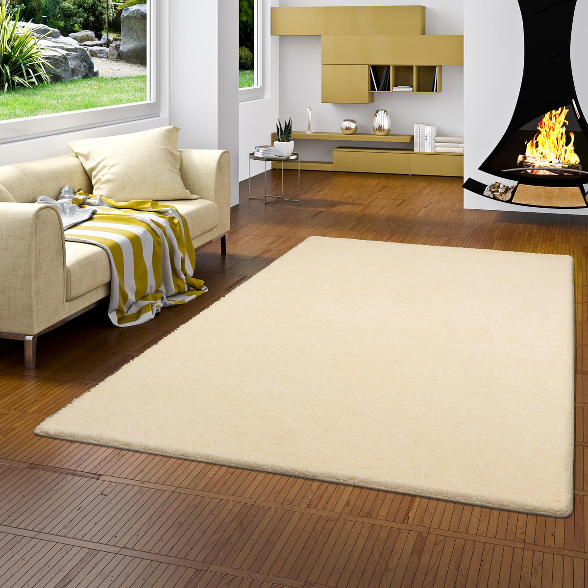 HOCHFLOR SHAGGY TEPPICH PALACE - Creme, Textil (80/160cm) - Snapstyle