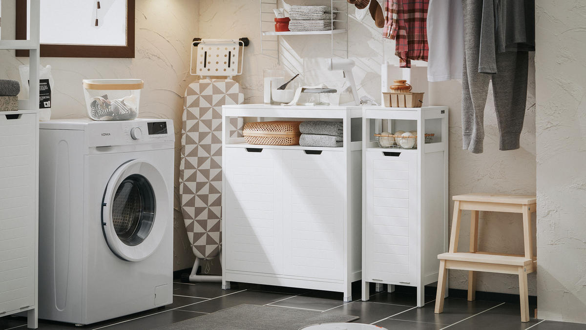 BADEZIMMERSCHRANK Weiß - Weiß, Holzwerkstoff (70/90/35cm) - SoBuy