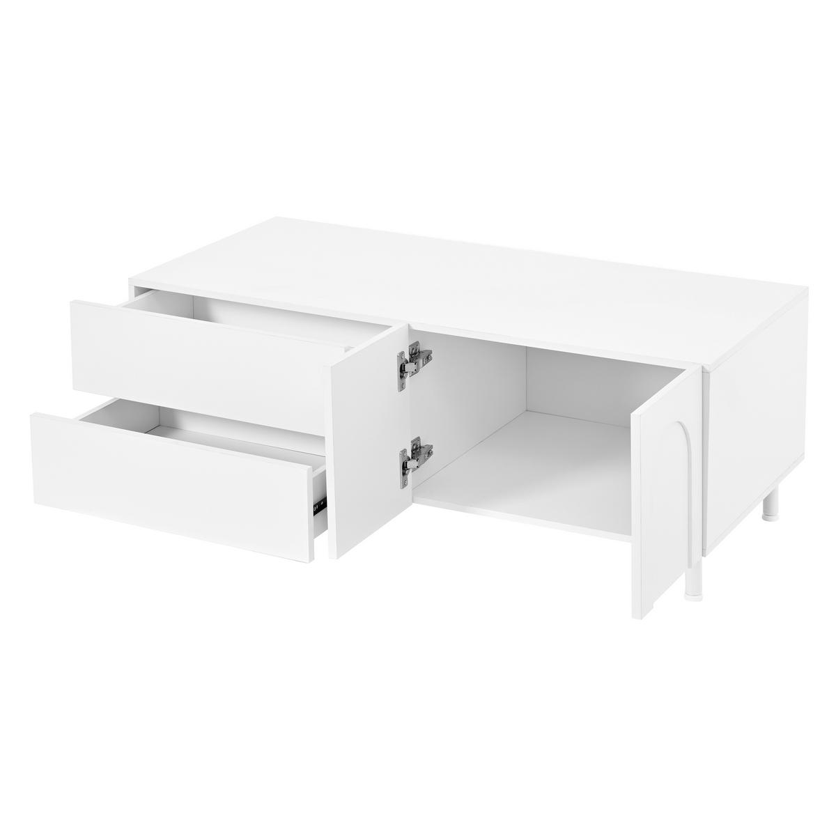 COUCHTISCH Stauraum Rechteckig Bogen Türen Modern - Weiß, Holzwerkstoff (50/100/39.5cm) - FLIEKS