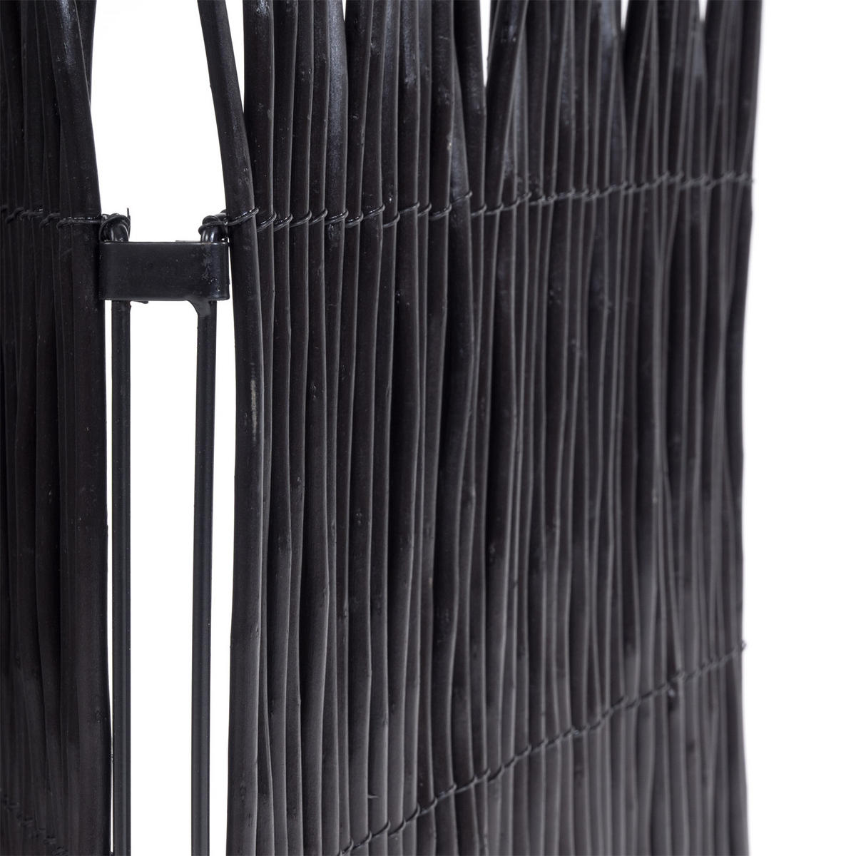 PARAVENT Wave 3 Weidenzweige schwarz - Schwarz, Naturmaterialien (120/170/6cm) - DESIGN DELIGHTS