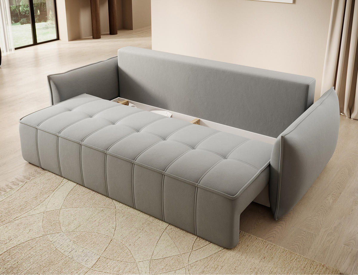 SCHLAFSOFA WELSH - Grau (SOLA 04) - Grau, Holzwerkstoff (242/94/106cm) - Möblo
