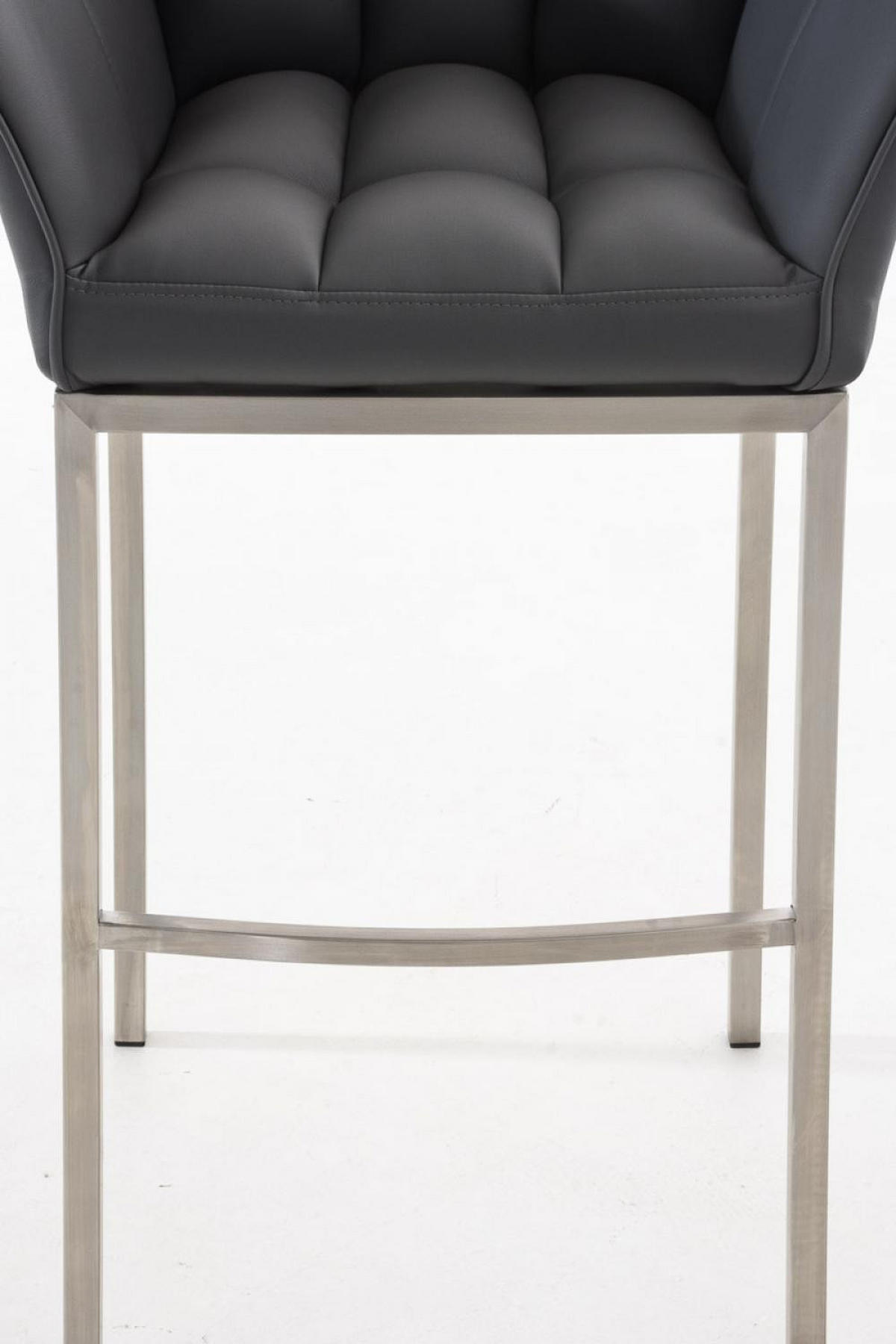 BARHOCKER Lederlook grau - Edelstahlfarben/Grau, Textil/Metall (64/110/48cm) - CLP