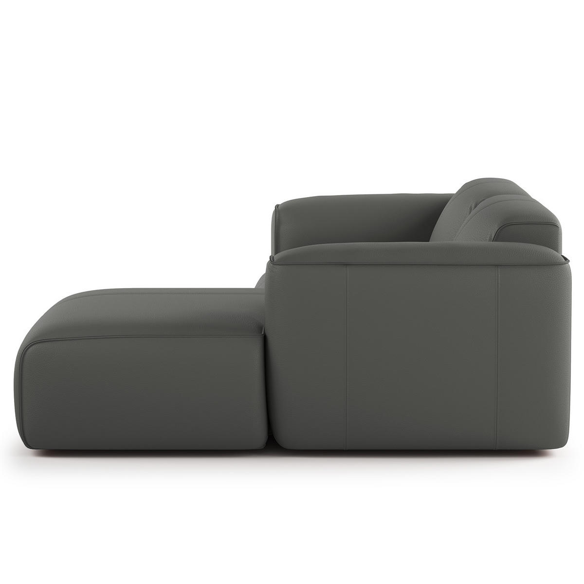 ECKSOFA mit XL-Longchair - Schwarz/Grau, Leder/Kunststoff (260/171cm) - home24
