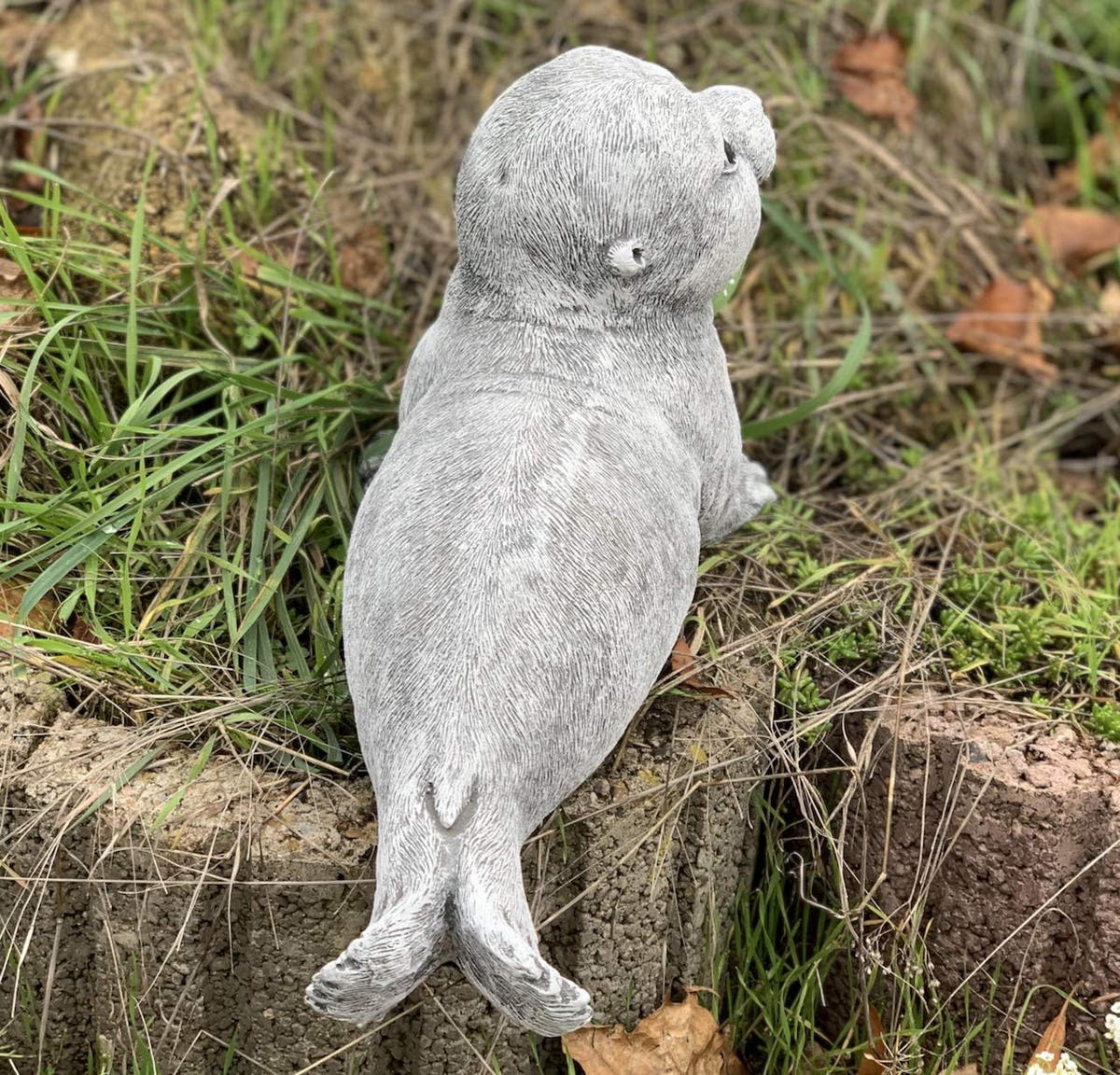 STEINFIGUR Robbe Seehund groß frostfest - Grau, Stein (34/16/19cm) - stoneandstyle