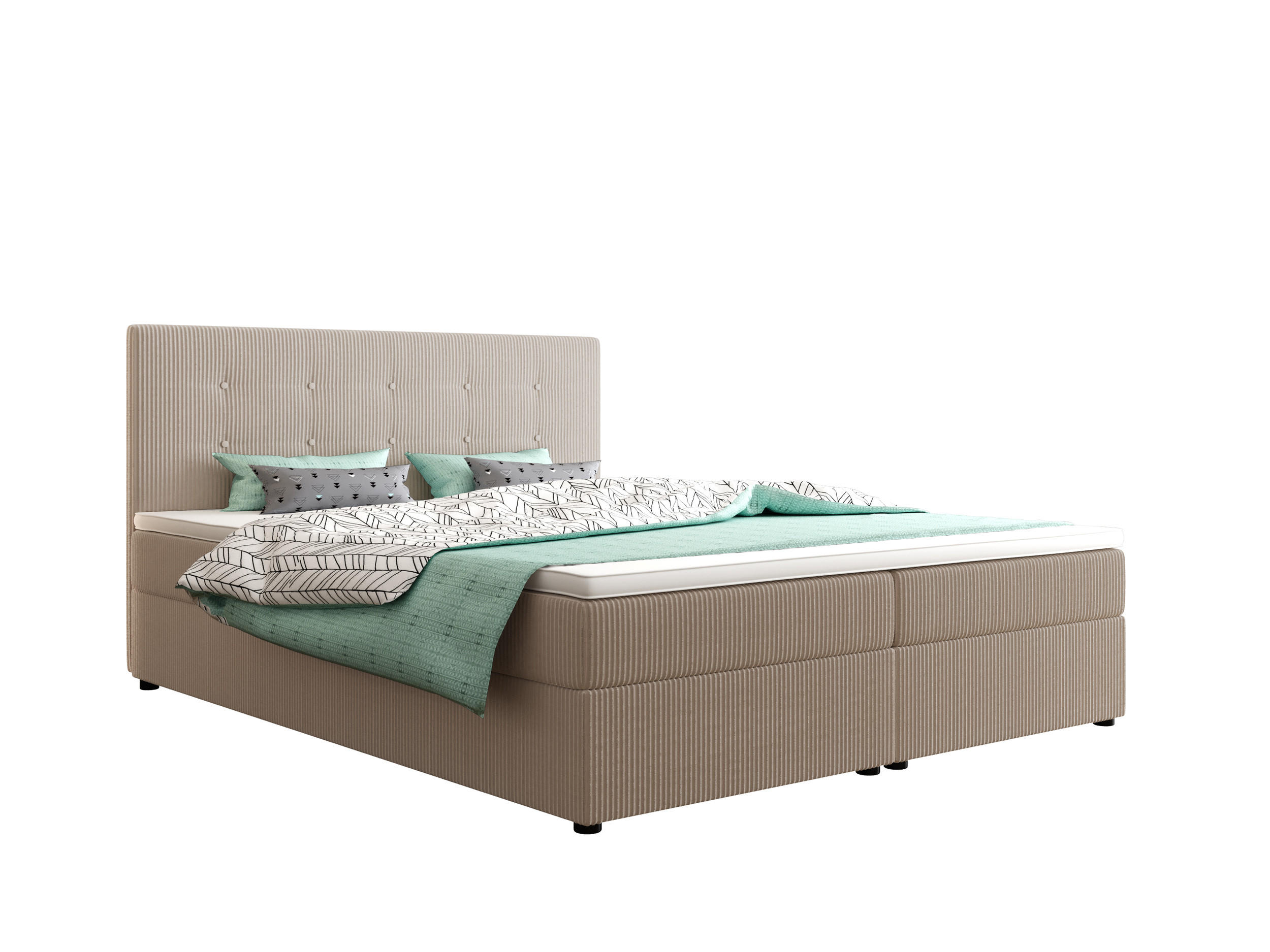 BOXBETT FADO 22 mit Matratze H3, Bonell und Topper 180x200 Zoom 1 - Creme, Holz/Textil (180/200cm) - Bedante