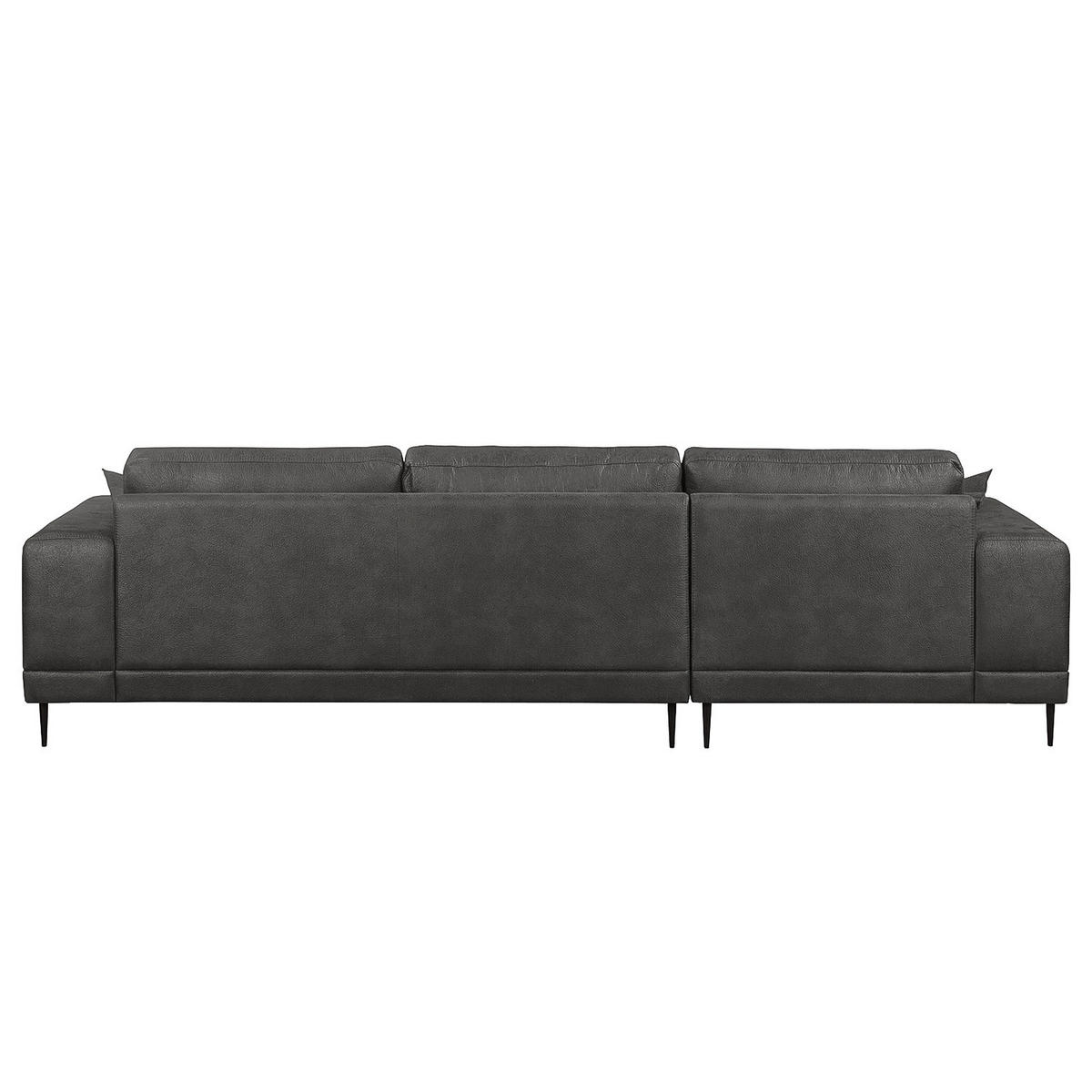 ECKSOFA mit Ottomane - Antiklederlook - Grau, Textil (282/167cm) - home24