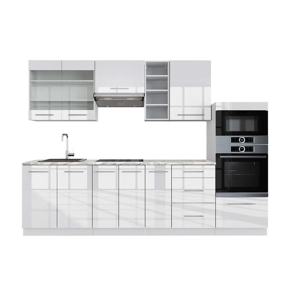 KUHINJSKI BLOK Fame-Line Bela visok sijaj/bela 280 cm , DP Marmor - bela/visoki sijaj, leseni material (280/153.6/60cm) - Vicco