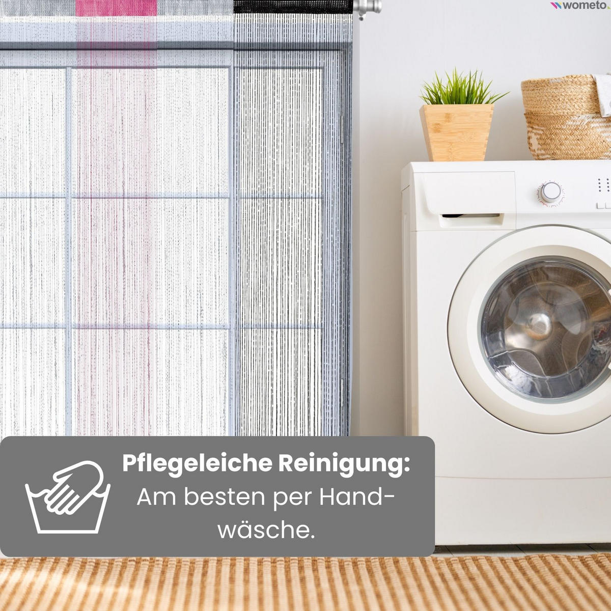 FADENVORHANG Lurex schwarz/silber 245/90 cm Glitzer-Effekt Stangendurchzug kürzbar - Schwarz, Textil (90/245/1cm) - wometo