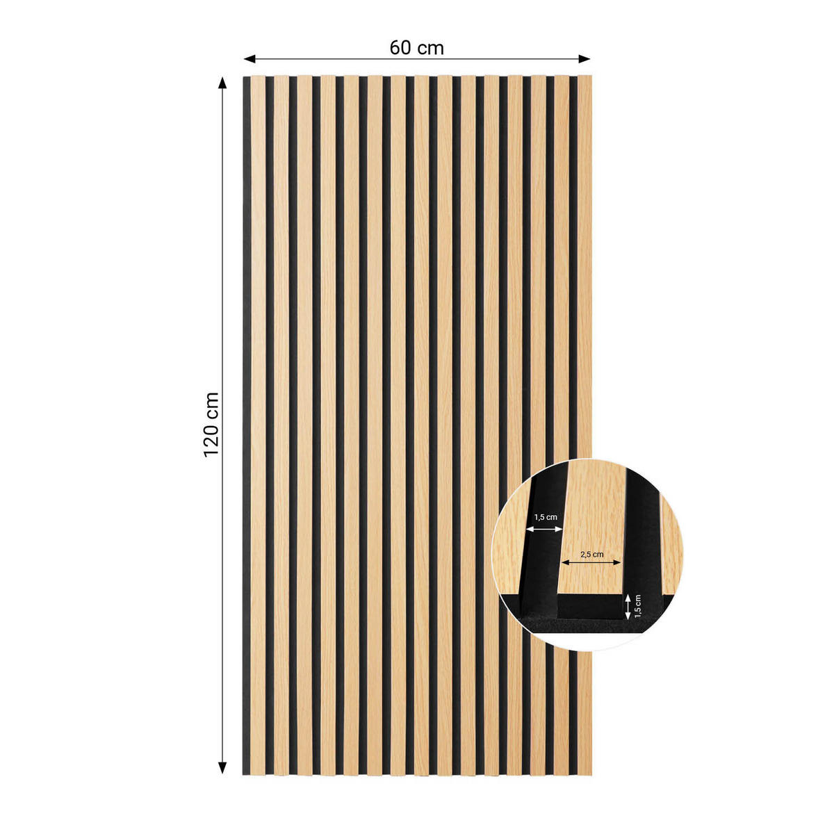 AKUSTIKPANEEL 60/120 cm 2 er-Set Natur - Hellbraun, Holz (60/120/3cm) - Homestyle4u