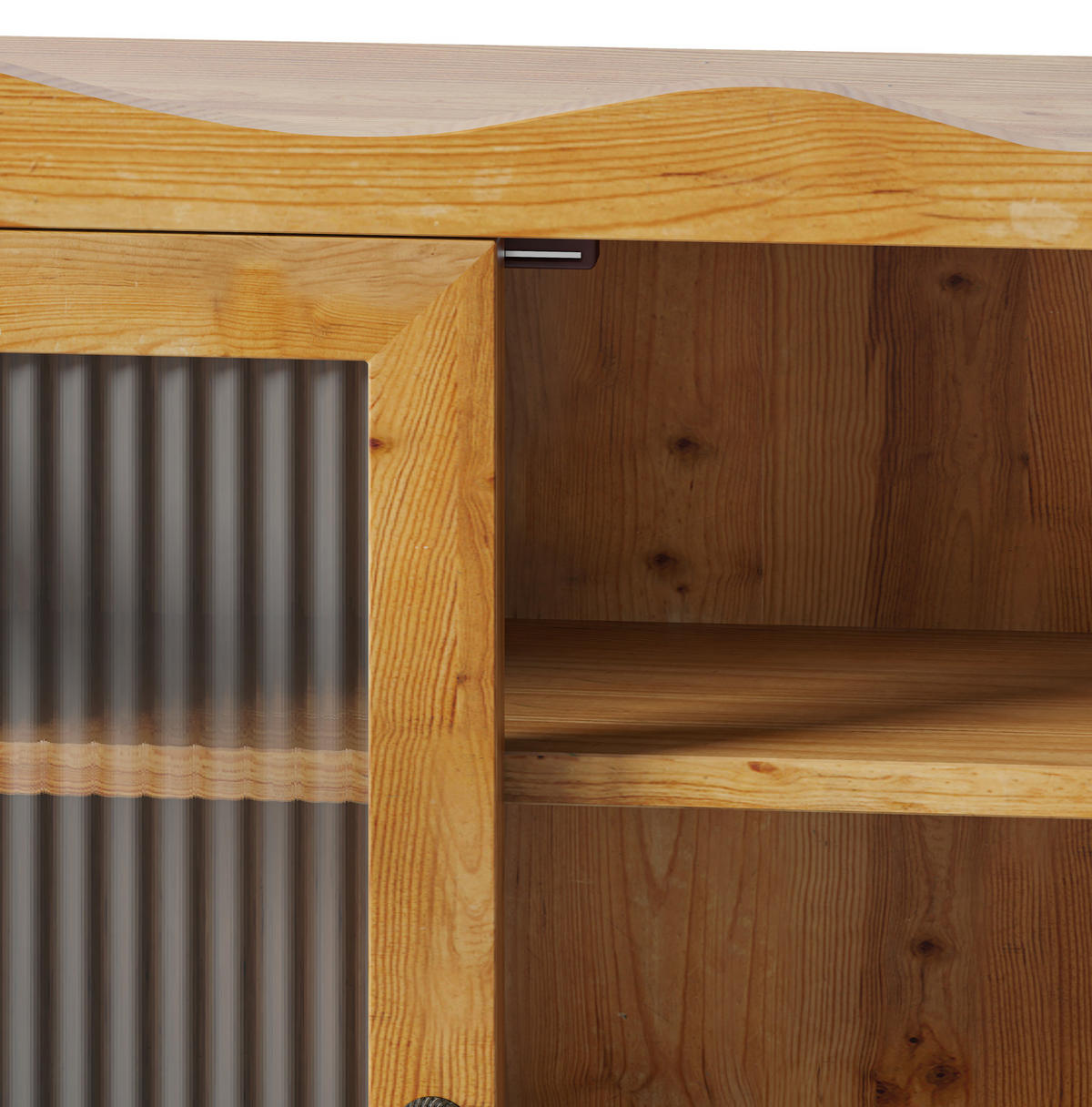 KÜCHENOBERSCHRANK 100/20/80 cm in Natur mit 4 Türen, Glasfront und Hakenleiste - Naturfarben, Holz (100/80/20cm) - BEAOK