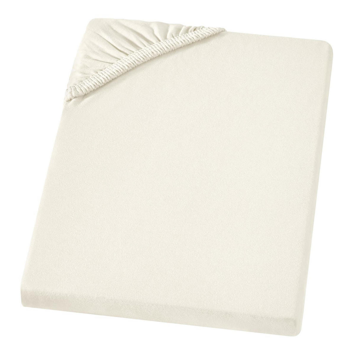 JERSEY-SPANNBETTTUCH 180x200 - 200x200 Große Bettlaken aus 100% Baumwolle, Spannbettlaken Laken Uni Natur Creme - Creme, Textil (200/200cm) - Carpe Sonno