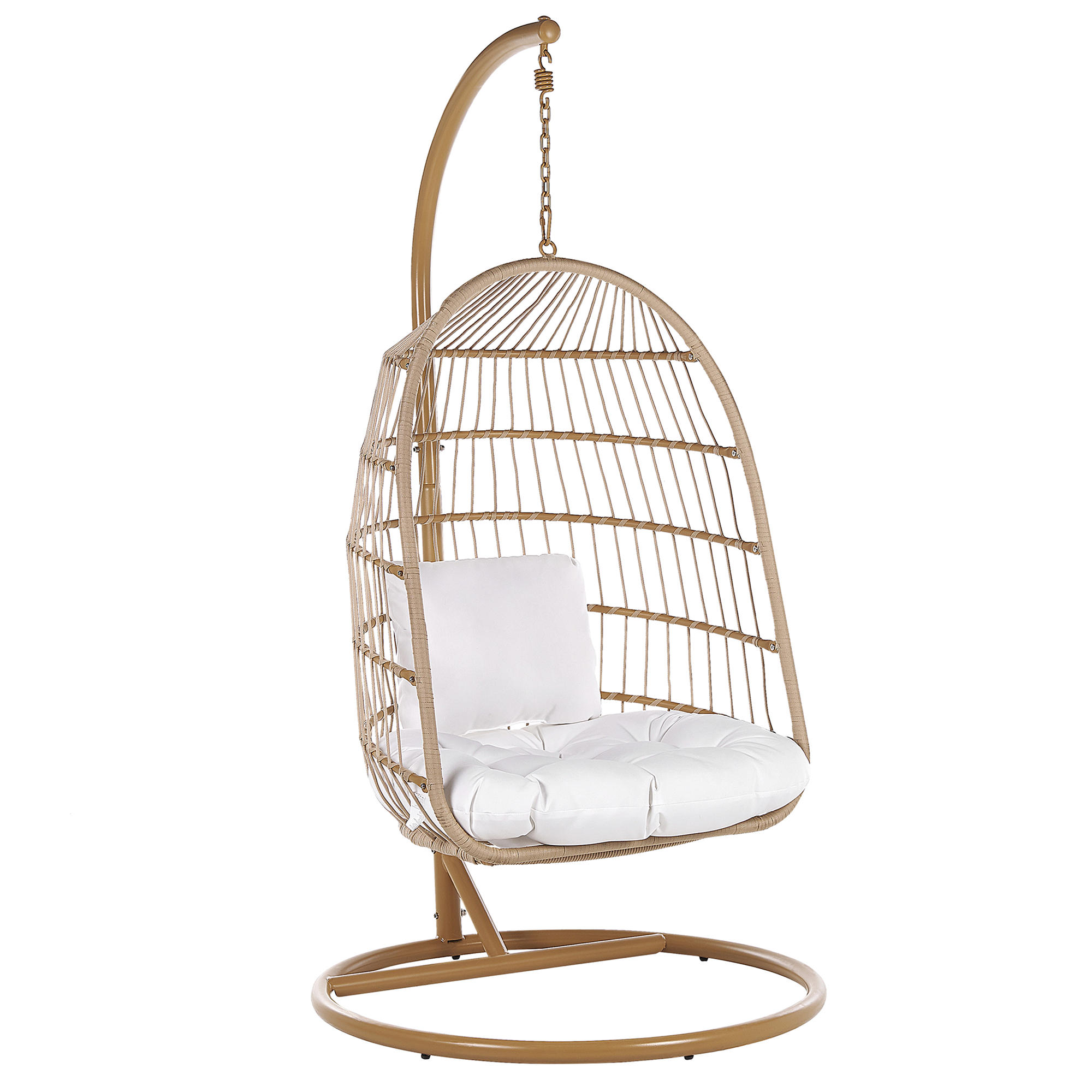 HÄNGESESSEL mit Gestell Flechtseil natürlich 102 cm Allera - Beige, Kunststoff (102/200/102cm) - Beliani