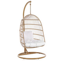 HÄNGESESSEL mit Gestell Flechtseil natürlich 102 cm Allera - Beige, Kunststoff (102/200/102cm) - Beliani