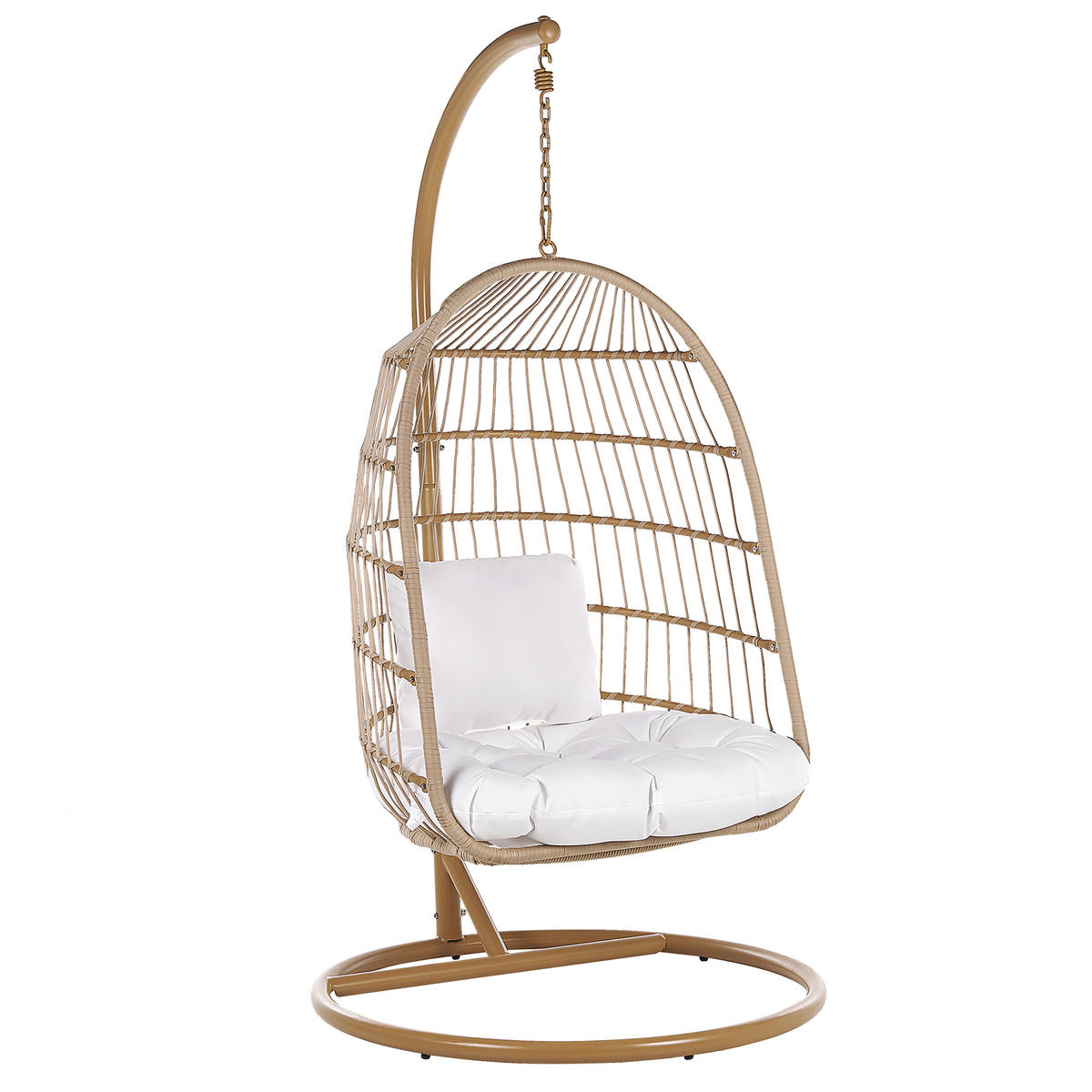 HÄNGESESSEL mit Gestell Flechtseil natürlich 102 cm Allera - Beige, Kunststoff (102/200/102cm) - Beliani
